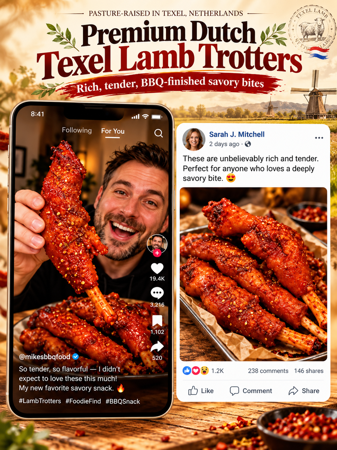 🐑BBQ Lamb Trotters | Smoky, Savory & Fall-Off-The-Bone Tender-FD6U