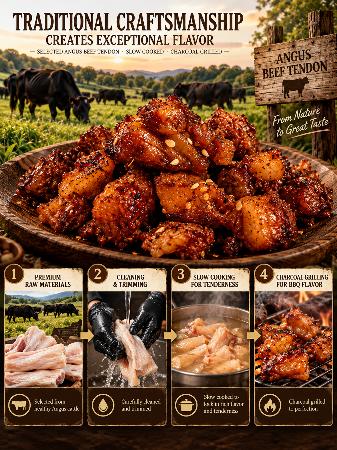 🥩BBQ Angus Beef Tendon | Smoky, Savory & Fall-Off-The-Bone Tender-FD6U