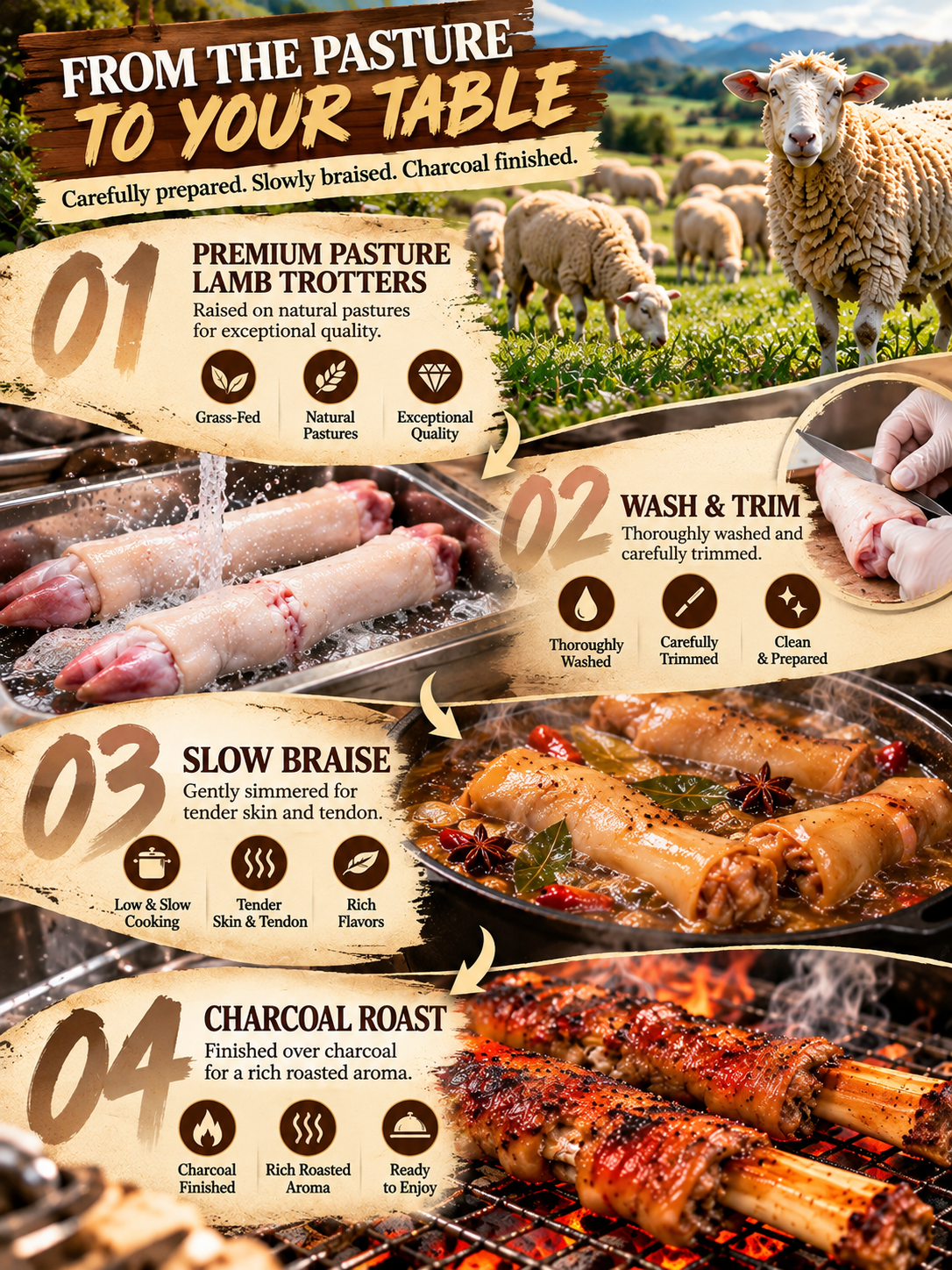 🐑Char-Grilled Lamb Trotters |Smoky Flavor • Fall-Off-The-Bone Tender • Rich in Natural Collagen-A