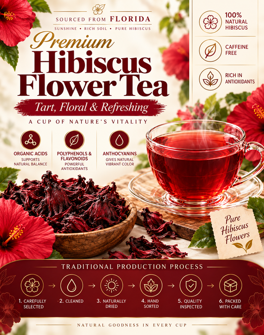 Grown Roselle Hibiscus Tea – Tart Berry Flavor, Hot & Iced Ready-FD6U