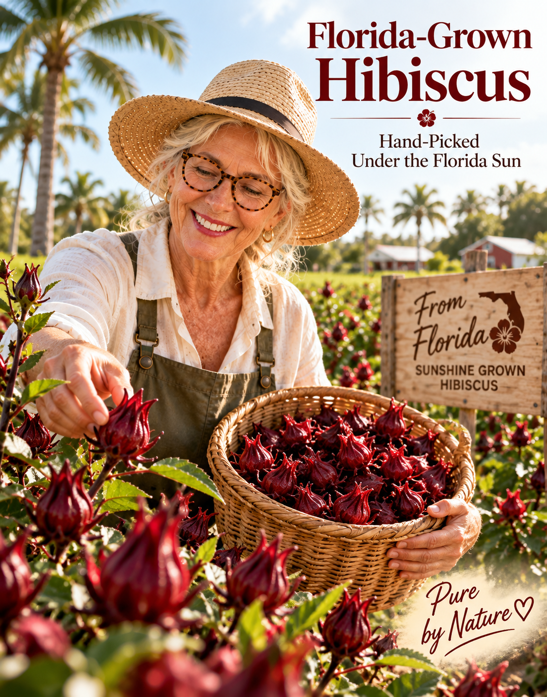 Grown Roselle Hibiscus Tea – Tart Berry Flavor, Hot & Iced Ready-FD6U